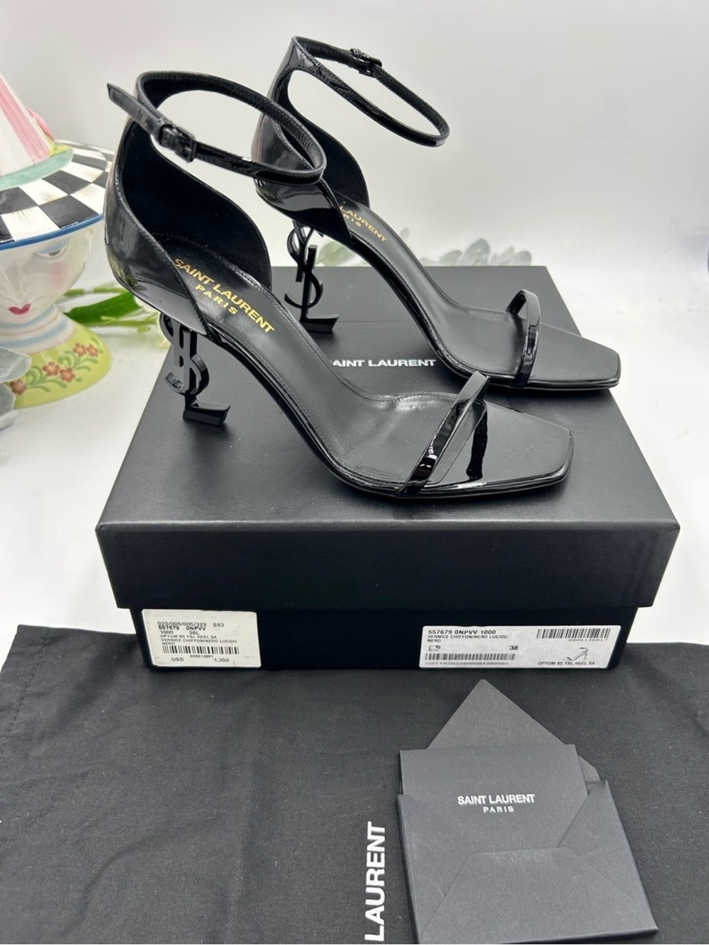 Women Saint Laurent OPYUM Patent Leather 85 mm sandals size 38 made in Italy